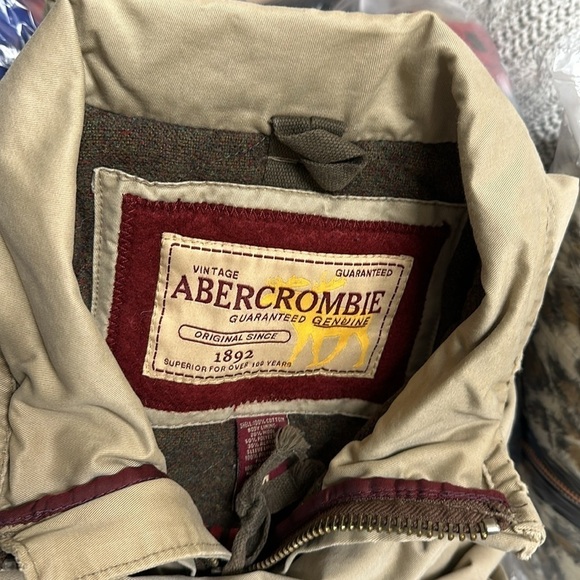 ABERCROMBIE & FITCH Men’s Distressed Vintage Tweed Jacket Medium Military Field - Picture 13 of 14